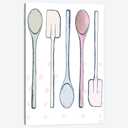 Kitchen Spoons And Spatulas Canvas Print #SGD87} by Statement Goods Art Print