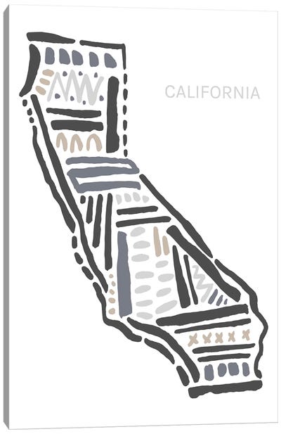 California Canvas Art Print - Kids Map Art