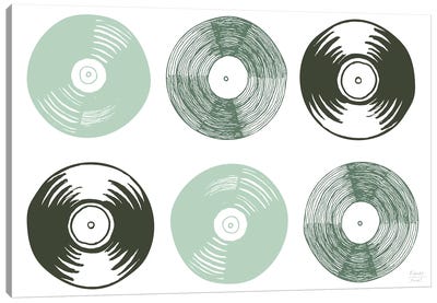 Six Vinyl Records Canvas Art Print - Media Formats