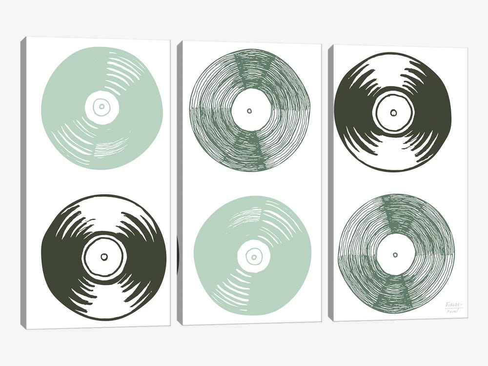 Six Vinyl Records by Statement Goods 3-piece Art Print