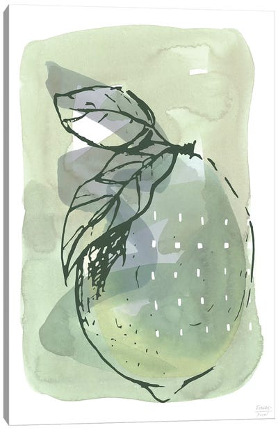 Lemon With Dots Canvas Art Print - Lemon & Lime Art