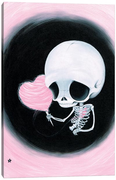 Spun With Love Canvas Art Print - Black & Pink