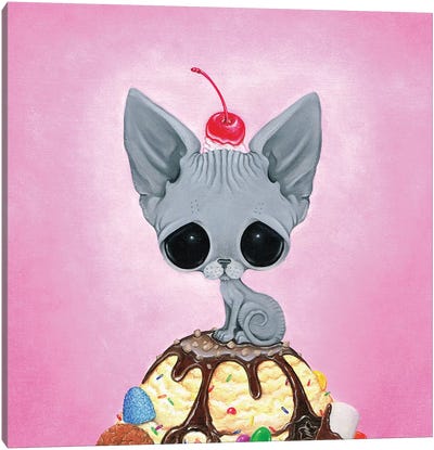 Kitty Please With A Cherry On Top Canvas Art Print - Sugar Fueled