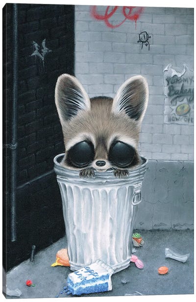 Lucky Day Canvas Art Print - Raccoon Art