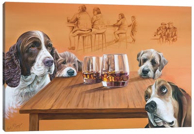 Dogs Love A Malt Canvas Art Print - Whiskey Art