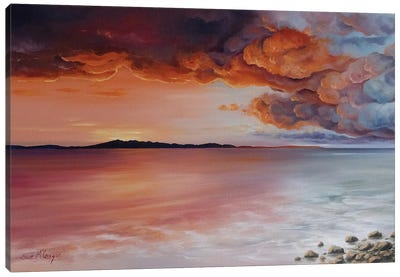 Fiery Clouds And Cool Clouds Canvas Art Print - Cloudy Sunset Art