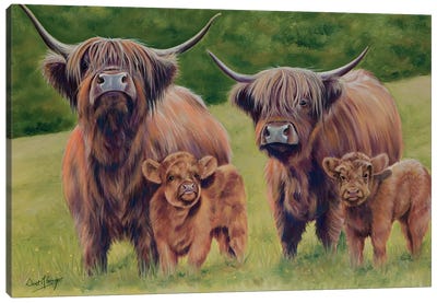 Proud Mums Canvas Art Print - Highland Cow Art