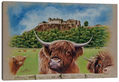 Stirling Castle Canvas Art Print - Highland Cow Art