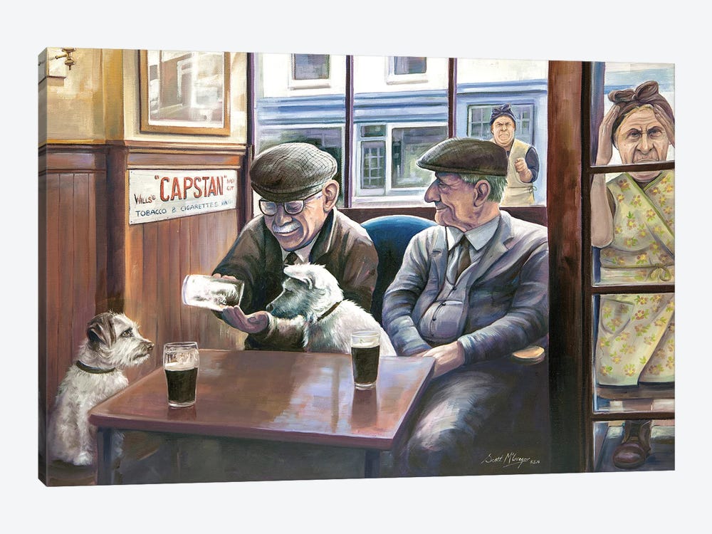 Wee Angus Likes A Pint by Scott McGregor 1-piece Canvas Print