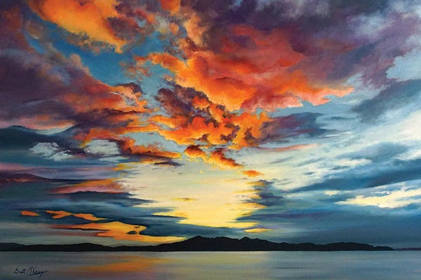 Scott McGregor: Orange Clouds Approaching Arran (Scotland) by Scott McGregor