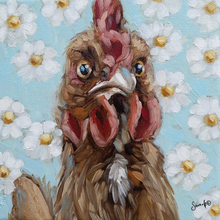 Just a Cluck Away I by Sara G. Designs wall art
