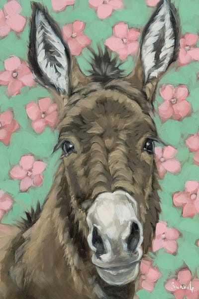 Canvas Art Prints: Floral Donkey I by Sara G. Designs