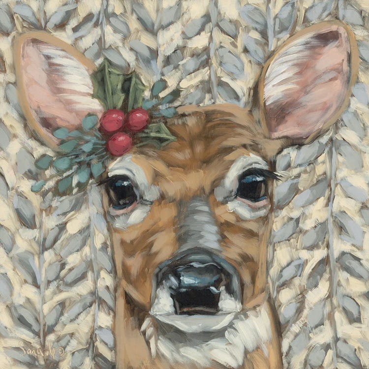 Holly Jolly Deer by Sara G. Designs wall art