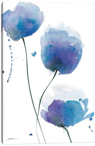 Periwinkle Blue Canvas Art Print - Minimalist Flowers