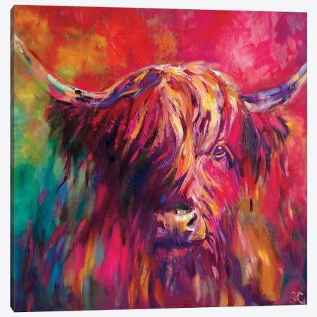 Rainbow Cow Canvas Print #SGN2} by Sue Gardner Art Print