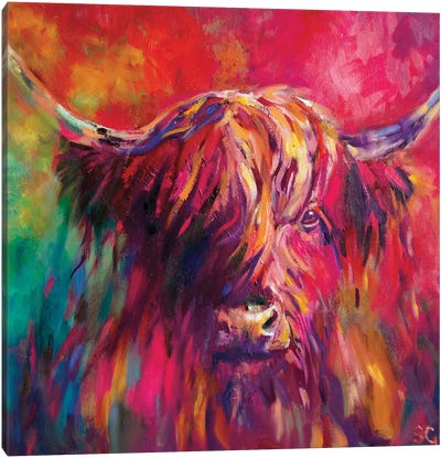Rainbow Cow Canvas Art Print - Chromatic Kingdom