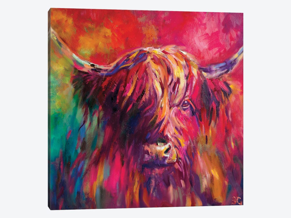 Rainbow Cow by Sue Gardner 1-piece Canvas Artwork