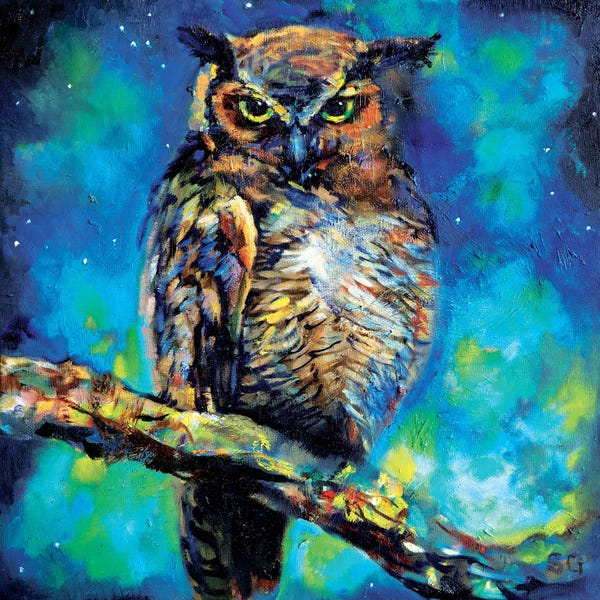 Smalt: Great Horned Owl by Sue Gardner