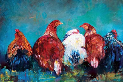 Hen Friends by Sue Gardner acrylic art print