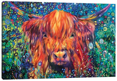 Cow Parsley Canvas Art Print - Highland Cow Art