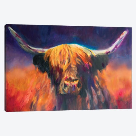 Sunset Highland Cow Canvas Print #SGN55} by Sue Gardner Canvas Art