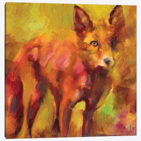 Shy Fox Canvas Print #SGN59} by Sue Gardner Canvas Print