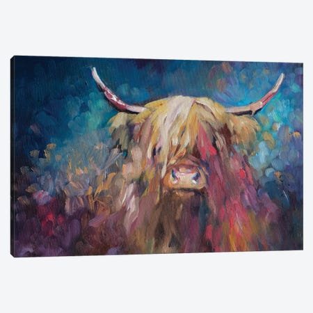 Dawn Highland Cow Canvas Print #SGN60} by Sue Gardner Canvas Artwork