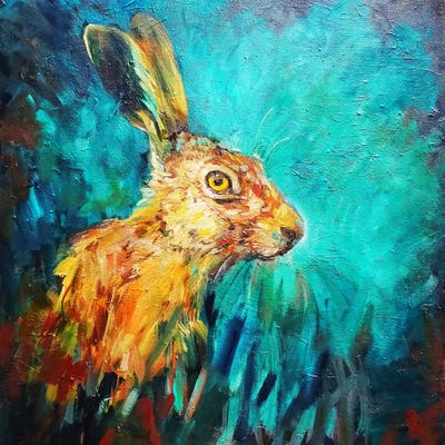 Teal Hare by Sue Gardner canvas print