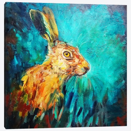 Teal Hare Canvas Print #SGN67} by Sue Gardner Canvas Print