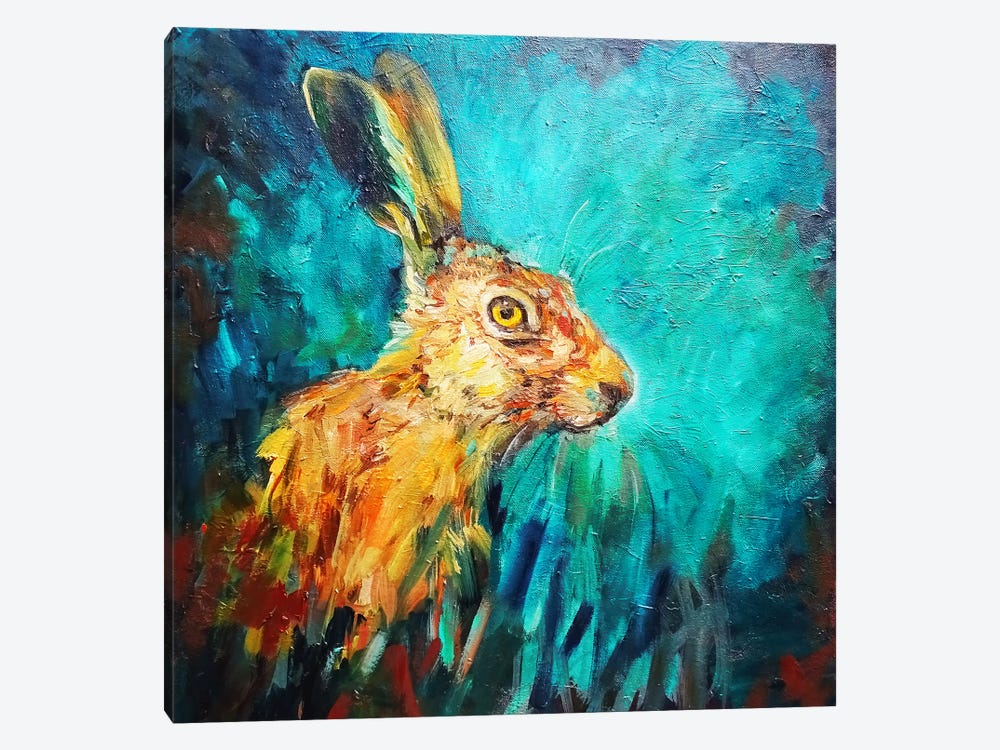 Teal Hare by Sue Gardner 1-piece Canvas Artwork
