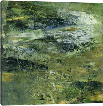 Encaustic Tile In Green III Canvas Art Print - Sharon Gordon