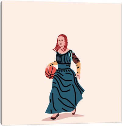Balling Mona Canvas Art Print - Basketball Art