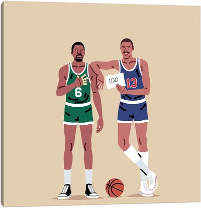 Bill & Wilt Canvas Art Print - Basketball Art