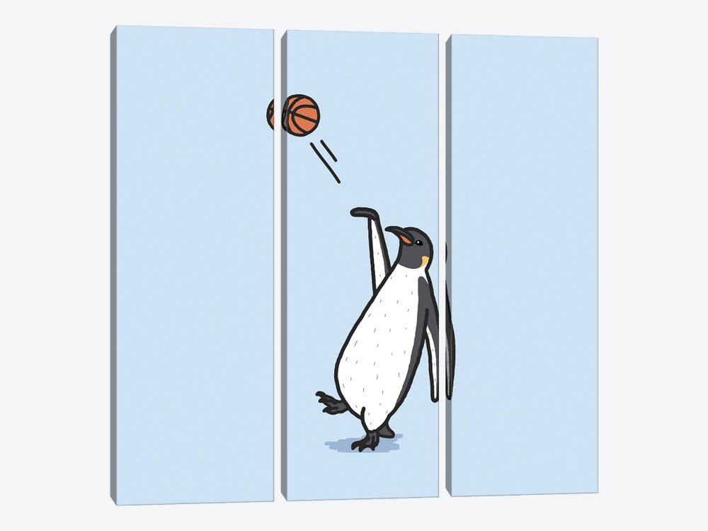 Balling Penguin by Elad Shagrir 3-piece Canvas Wall Art