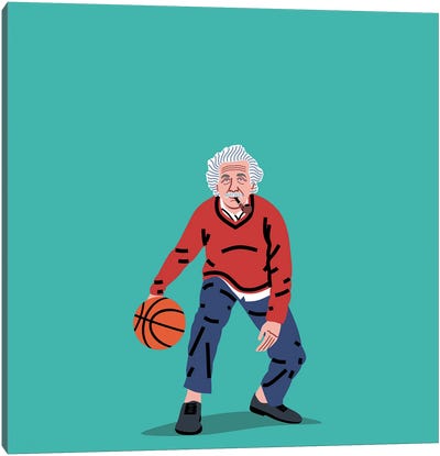 Balling Einstein Canvas Art Print - Basketball Art