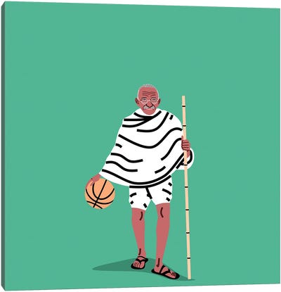 Balling Gandhi Canvas Art Print - Basketball Art