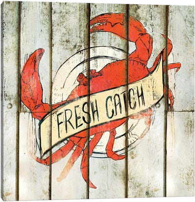 Fresh Catch Square Canvas Art Print - Crab Art