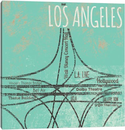 LA Roads Canvas Art Print - Los Angeles Maps