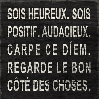 Think Happy (French) by SD Graphics Studio framed canvas print