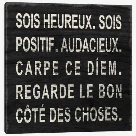 Think Happy (French) Canvas Print #SGS136} by SD Graphics Studio Canvas Art