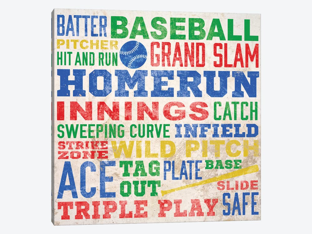 Colorful Baseball Typography by SD Graphics Studio 1-piece Canvas Art