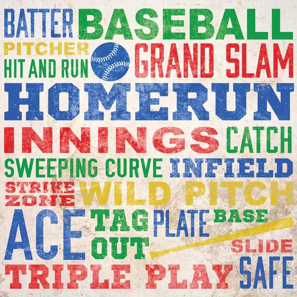 Kids Sports Art: Colorful Baseball Typography by SD Graphics Studio