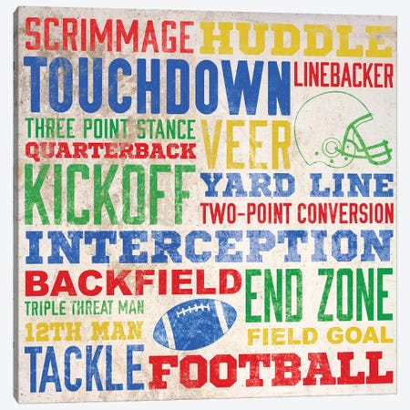 Colorful Football Typography Canvas Print #SGS15} by SD Graphics Studio Canvas Print