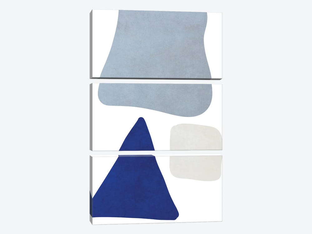Simple Blue Shapes I by SD Graphics Studio 3-piece Canvas Art Print