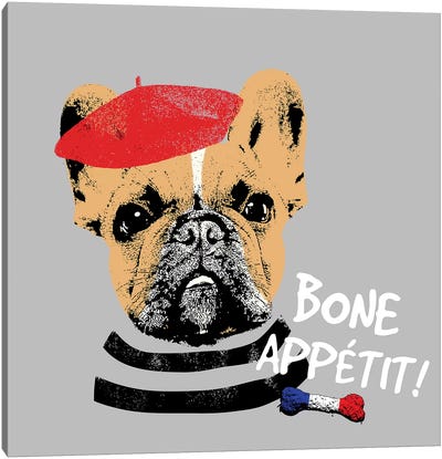 Bone Appetit Canvas Art Print - French Bulldog Art