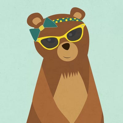 Hipster Bear I by SD Graphics Studio framed canvas print