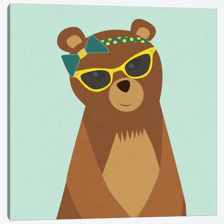 Hipster Bear I Canvas Print #SGS4} by Sd Graphics Studio Canvas Artwork