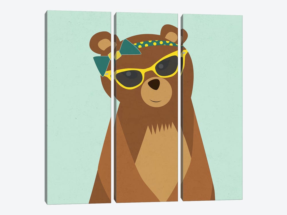 Hipster Bear I by SD Graphics Studio 3-piece Canvas Print