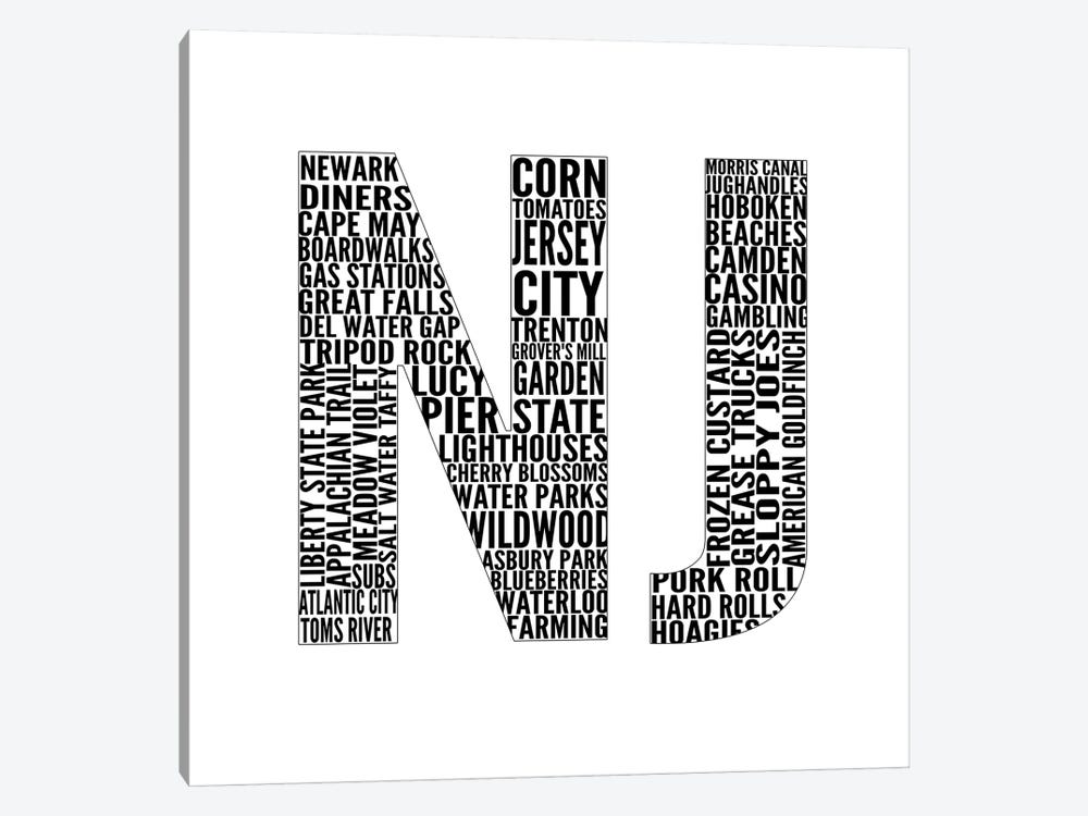NJ Type by SD Graphics Studio 1-piece Canvas Wall Art
