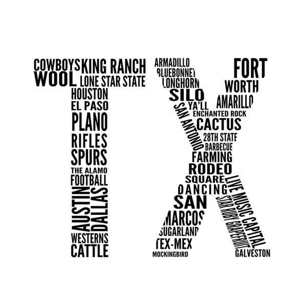 Fine Art Print: TX Type by SD Graphics Studio